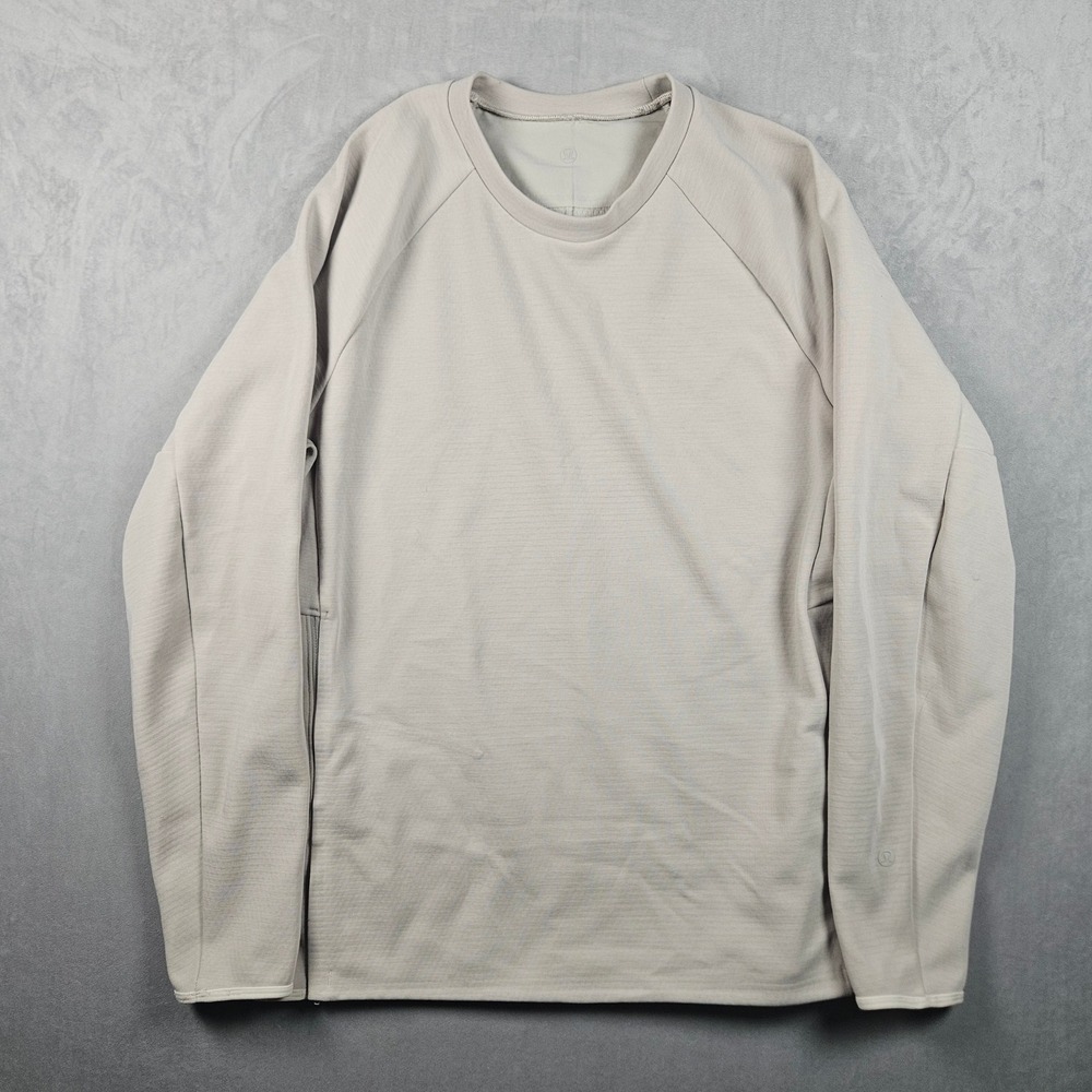 Lululemon Gridliner Fleece Crew Mens Large Gray Performance Pullover Sweatshirt